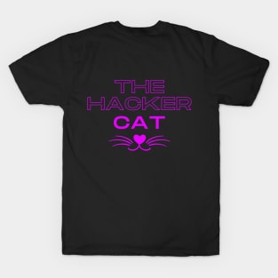 The hacker cat design with whiskers T-Shirt